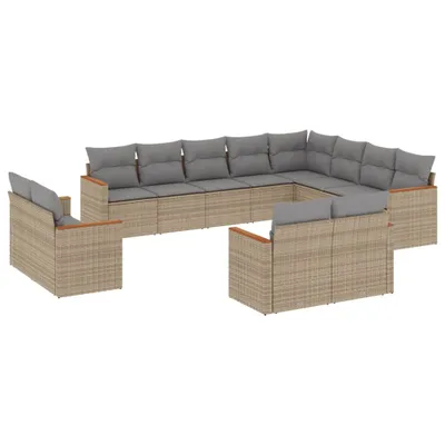 Image de vidaXL Ensemble de 12 canapés de jardin avec coussins Beige Poly Rattan
