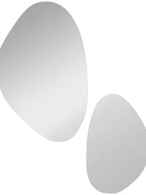 Produktbild von Wandspiegel Set 2-teilig - Unregelmäßiger Fensterspiegel - Ca. 15 cm - Metall-Aluminiumrahmen - Moderner Stil - Hängender tragbarer Spiegel
