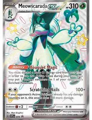 Immagine prodotto di Carte Pokemon giganti, Promo, GX, VMAX, EX, Vstar o V, carta Jumbo, XXL, scatola promozionale Pokémon, carta ufficiale, lingua inglese (Meowscarada EX)