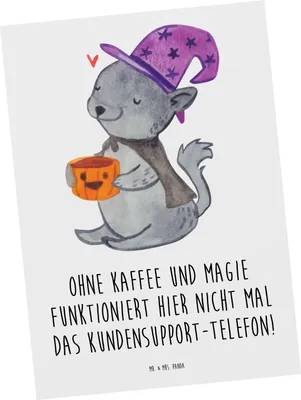 Produktbild von Mr. & Mrs. Panda Ansichtskarte Kundensupport Magie - Weiß - Geschenk, Stress, Grußkarte, Kaffee, Berufsgestaltung, Beruf, Kunstkarten, Support, Postkarten, Postkarte