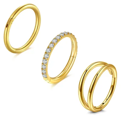 Produktbild von 3 Stück Nasenpiercing-Ringe, Helix-Piercing-Set, 16G/18G, chirurgischer Stahl