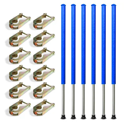 Produktbild von Trampolinstange 233 cm inkl. Schaumstoffrohr – 6er Set Ersatzstange für Sicherheitsnetz, feuerverzinkt, Ø 28 mm – für Rundtrampoline