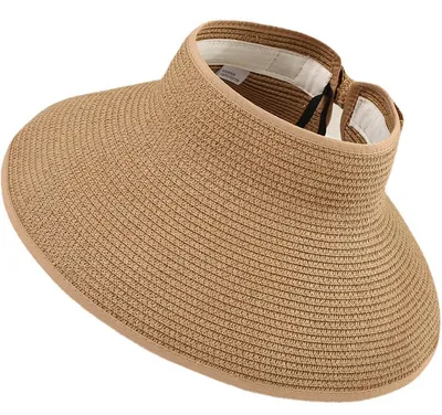 Produktbild von Sonnenhut mit breiter Krempe, Strohhut, Strandhut, Zopfhut für Damen, faltbar