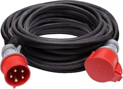 Obrázok produktu pre Predlžovací kábel Solight - konektor, 25 m, 400V/32A, čierny, gumový kábel H05RR-F 5G 2,5 mm2