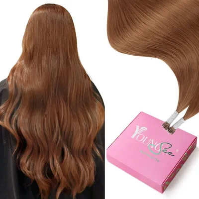 Obrázek produktu pro Nanoringové prodlužování vlasů, přírodní vlasy Remy, 60 cm, barva měď, 25 g