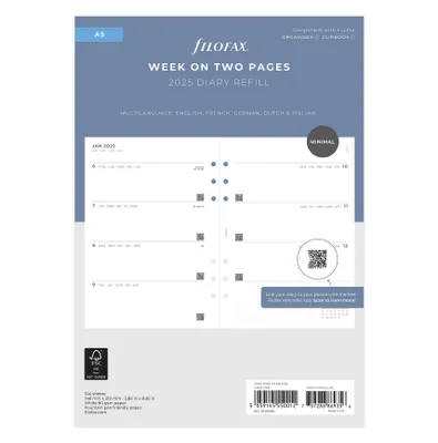 Immagine prodotto di A5 Minimal Week On Two Pages 2025 – Lingua: Inglese
