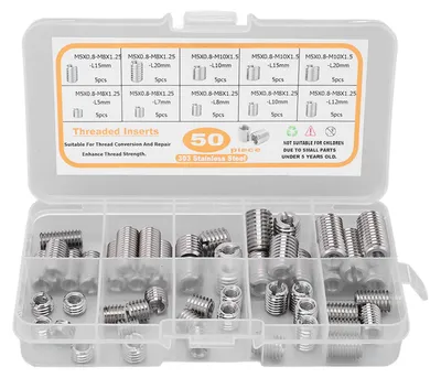 Produktbild von 50 Stück Gewindeeinsätze Gewindeumwandlung Reparatureinsatz Mutternverlängerungswerkzeug M5x0,8
