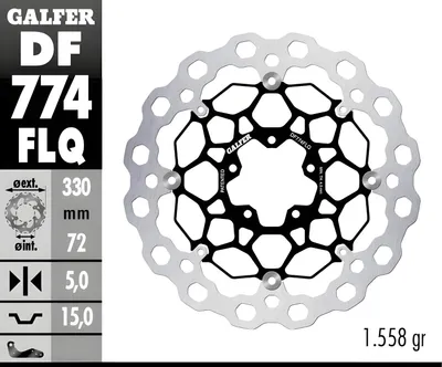 Immagine prodotto di Set di dischi freno Galfer 2x DF774FLQ CUBIQ® flottante anteriore 330x5mm per Ducati R S Streetfighter ABS Panigale V4 Speciale SP Monster 955 - 1299 ccm anno 2007 - 2025