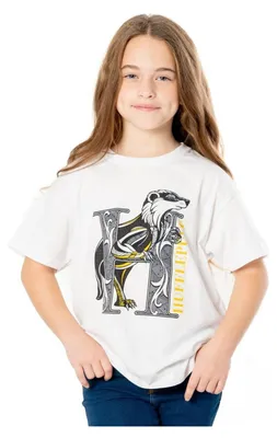 Productafbeelding van Harry Potter kinder T-shirt, Hufflepuff, mozaïekprint, maat 7-8