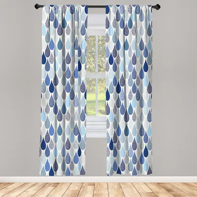 Produktbild von ABAKUHAUS Geometrisch Vorhänge 2 Panel Set für Wohnzimmer Schlafzimmer Nachbildung, Regentropfen Doodle Art Kreative Blatt Geformte Bunte Mädchen Kind Baby Theme, 150 cm x 175 cm, Dunkelviolett