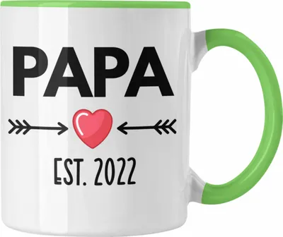 Produktbild von Trendation - Papa 2022 Du Wirst Papa Geschenk Schwangerschaft Verkünden Vater Überraschung Baby Kaffeetasse (Grün)