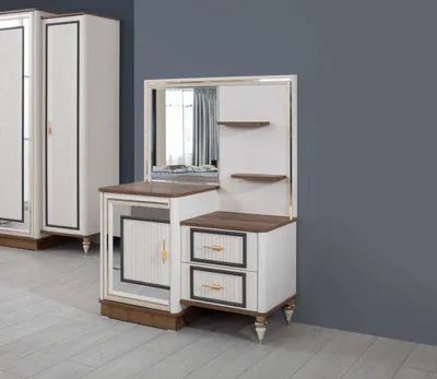 Produktbild von Garnitur Kinderzimmer Bett Kinderbett Kindermöbel Weiß Holz Set 5tlg