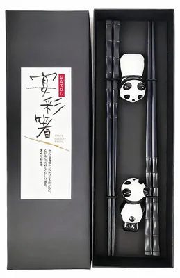 Essstäbchen-Set 2 Paar mit Panda-Haltern, Antirutsch, 24 cm
