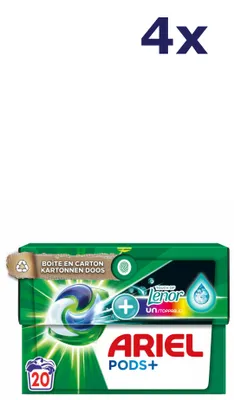Produktbild von 4x Ariel Pods Waschmittel All-in-1 – 20 Stück à 444 g – Color + Lenor Unstoppables