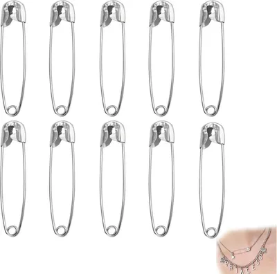 Produktbild von Sicherheitsnadeln 10 Stück 38mm Safety Pins für Kunsthandwerk, Nähen, Schmuckherstellung, Heimarbeitsplatz, Silber Edelstahl, Klein und Praktisch