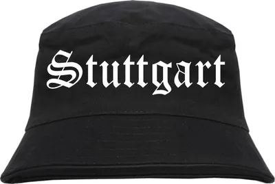Produktbild von Stuttgart Fischerhut - Altdeutsch - bedruckt - Bucket Hat Anglerhut Hut L/XL Schwarz