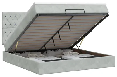 Produktbild von vidaXL Ottoman Bett mit Matratze Hellgrau 160 x 200 cm Samt