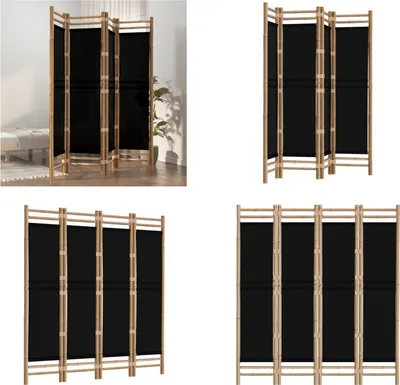 Obrázek produktu pro vidaXL 4 ks skládací paraván 160 cm z bambusu a plátna - rozdělovač místností - dělící stěna do místnosti