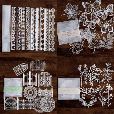 40 transparente Spitzenaufkleber für Scrapbooking, DIY-Deko, rechteckig