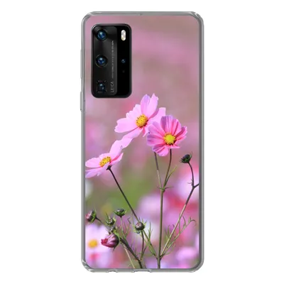 Produktbild von MuchoWow® Handyhülle Schutzhülle Hülle für Huawei P40 Pro Blumen - Draußen - Rosa Silikon Softcase Handy Hülle - Schutz