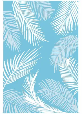 Productafbeelding van Omkeerbaar buitenkleed, weerbestendig, 274 x 182 cm, lichtblauw/wit