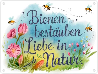 Produktbild von Bienen bestäuben Liebe in die Natur Metallschild in 15x20 cm