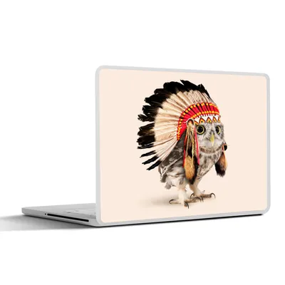Produktbild von MuchoWow® Laptop Aufkleber Sticker Cover Eule - Indianer - Federn - Tiere 31x22.5 cm - Laptop-Deko