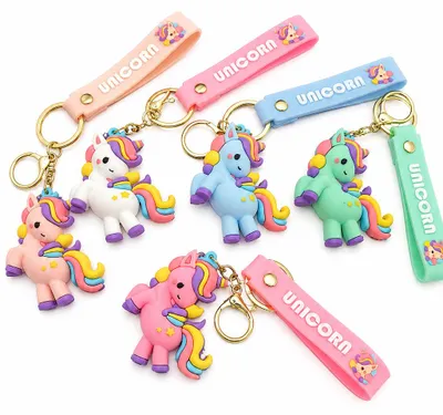Produktbild von Einhorn Schlüsselanhänger mit Band, Bagclip, 1 Stk, Farbe zufällig, KI-generiertes Bild