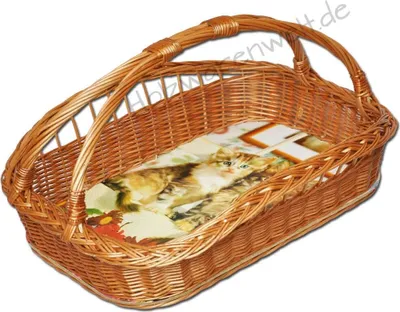 Produktbild von YULKA Weidentablett Tablettkorb Korbtablett Tablett Weide Serviertablett (Katzenmotiv) NBT