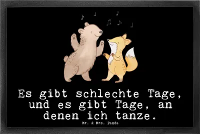 Produktbild von Mr. & Mrs. Panda fußmatte Hase Tanzen 40 x 60 cm - Schwarz - Geschenk, Tanzschule, Schmutzfänger, Schmutzmatte, hausmatte, Tanzkurs, Schmutzfangmatte, gehen, Fußabtreter