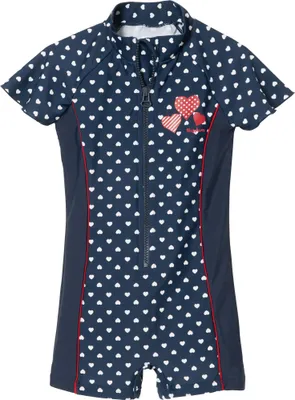 Produktbild von Playshoes Bade Einteiler Mädchen UV Badeanzug Herzchen blau, 86/92