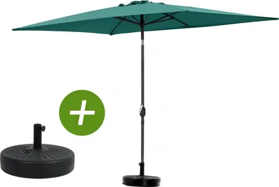 Immagine prodotto di Ombrellone da giardino "Sol 2" - Rettangolo - 2 x 3 m - Verde + base per ombrellone inclusa