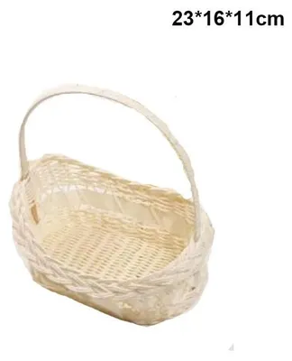 Produktbild von Handgeflochtener Hochzeitskorb aus Rattan - Aufbewahrungskorb - Mit Griff - Blumenkorb - Imitationsrattan - 23 x 16 x 11 cm - Natur