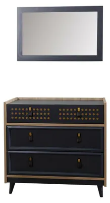 Produktbild von Jugendzimmer Kommode mit Spiegel Luxus Konsole Kommoden Möbel Blau Neu