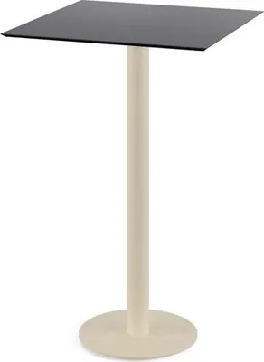 Image de Table de bar Urban avec structure couleur sable et plateau en stratifié haute pression noir, 70 x 70 cm, 1 pièce