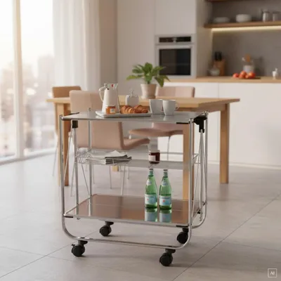 Produktbild von abc HOME | Servierwagen | Küchenwagen | verchromt | 70 cm H