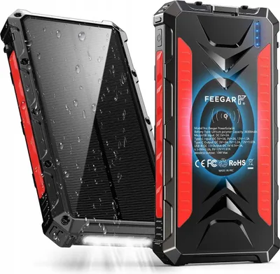Zdjęcie produktu dla Feegar Solar Powerbank 36000Mah Qi 10W 4 Geräte Glücklich Laden Ip6