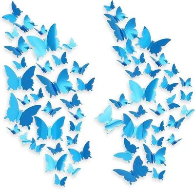 Immagine prodotto di Adesivi murali 3D a forma di farfalla blu per decorazioni fai da te, 60 pezzi