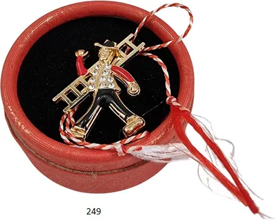 Produktbild von Martisor Märzchen Charm Anhänger als Schornsteinfeger aus Metall 2 in Box 249