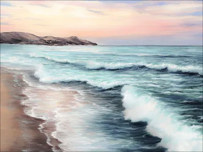 Produktbild von Leinwandbild Sunset over beach 116x84 cm
