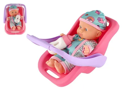 Productafbeelding van Panenka, 20 cm, van plastic, in een draagzak/autostoeltje, met flesje, verpakt in blisterverpakking