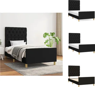 Immagine prodotto di vidaXL Struttura letto con testiera in tessuto nero 80x200 cm - Letti e strutture letto