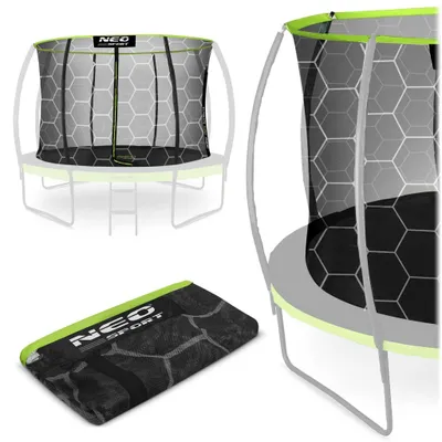 Zdjęcie produktu dla Siatka zabezpieczająca do trampoliny, 252 cm, 6 słupków, wejście na zamek błyskawiczny