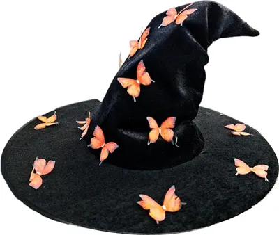 Produktbild von Hexenhut mit 12 Schmetterlingen Dekor Twist Brim Halloween-Partys Cosplay Dress Up Hut Hexenkostüm Zubehör