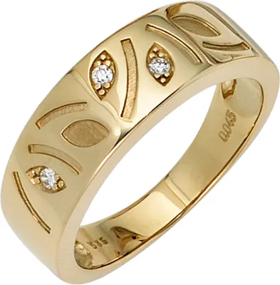 Produktbild von Ring 3 Diamanten Brillanten Muster Blätter 585 Gold Gelbgold Innenumfang 54mm  Ø17.2mm