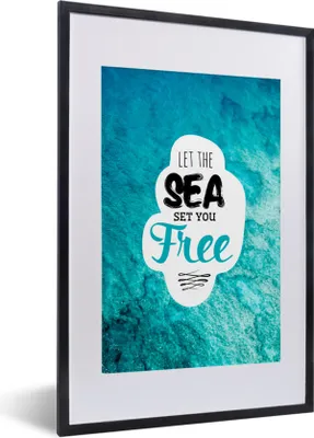 Produktbild von MuchoWow® Gerahmtes Poster Sommer - Zitate - Meer 40x60 cm - Poster mit Schwarzem Bilderrahmen Wandposter Rahmen Foto Bilder - Poster in Rahmen
