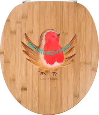 Produktbild von Mr. & Mrs. Panda Toilettendeckel Rotkehlchen Weihnachten - Transparent - Geschenk, WC Brille, Winter, Weihnachtsgruß, Frohe, Sitz, Heiligabend, Xmas, Klobrille, WC-Sitz