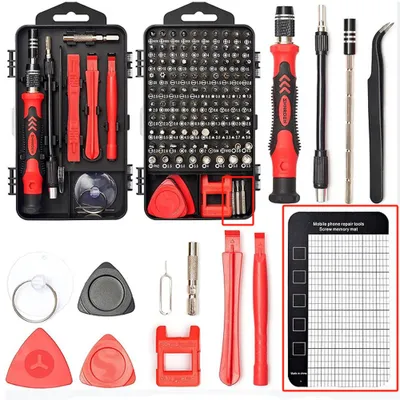 Produktbild von Präzisionsschraubendreher Set – 122-teilig – Feinmechaniker Werkzeug – Magnetische Schraubendreher – Reparaturset für Smartphone, Laptop,Kamera - Rot