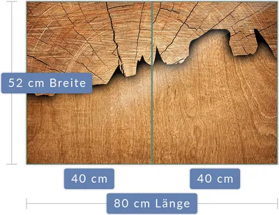 Produktbild von Herdabdeckplatte Abdeckung Glaskeramikfeld Abdeckplatte 2-Teilig 80x52 Holz Braun Glas