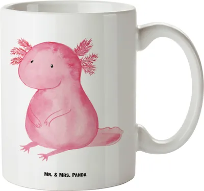 Produktbild von Mr. & Mrs. Panda weisse tasse Axolotl Niedlich - Weiß - Geschenk, Liebe, Lebensweisheit, Molch, Fröhlich, Zufrieden, steingut, Freundin, jumbotasse, Große, Pott